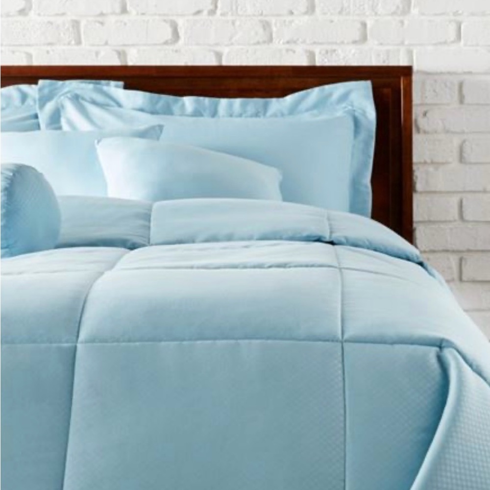 3-Piece Duvet Cover Set - Solid Twin Light Blue Twin